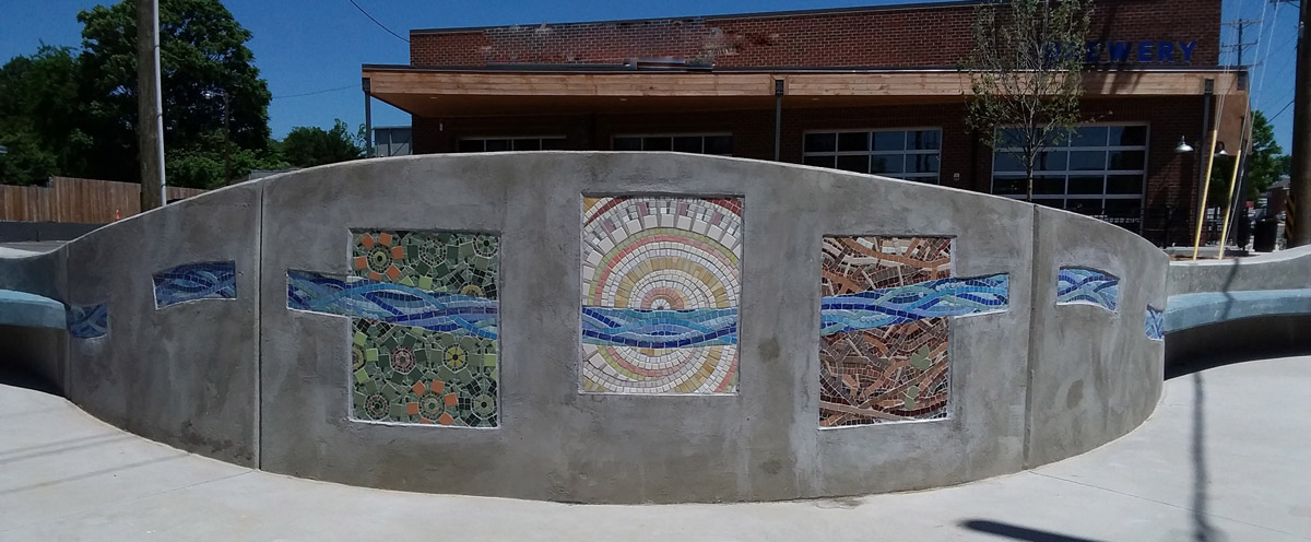 Brossart Home Sight Greensboro Greenway NC Home Sight Greensboro Greenway NC by Jeannette Brossart public art recycled mosaic