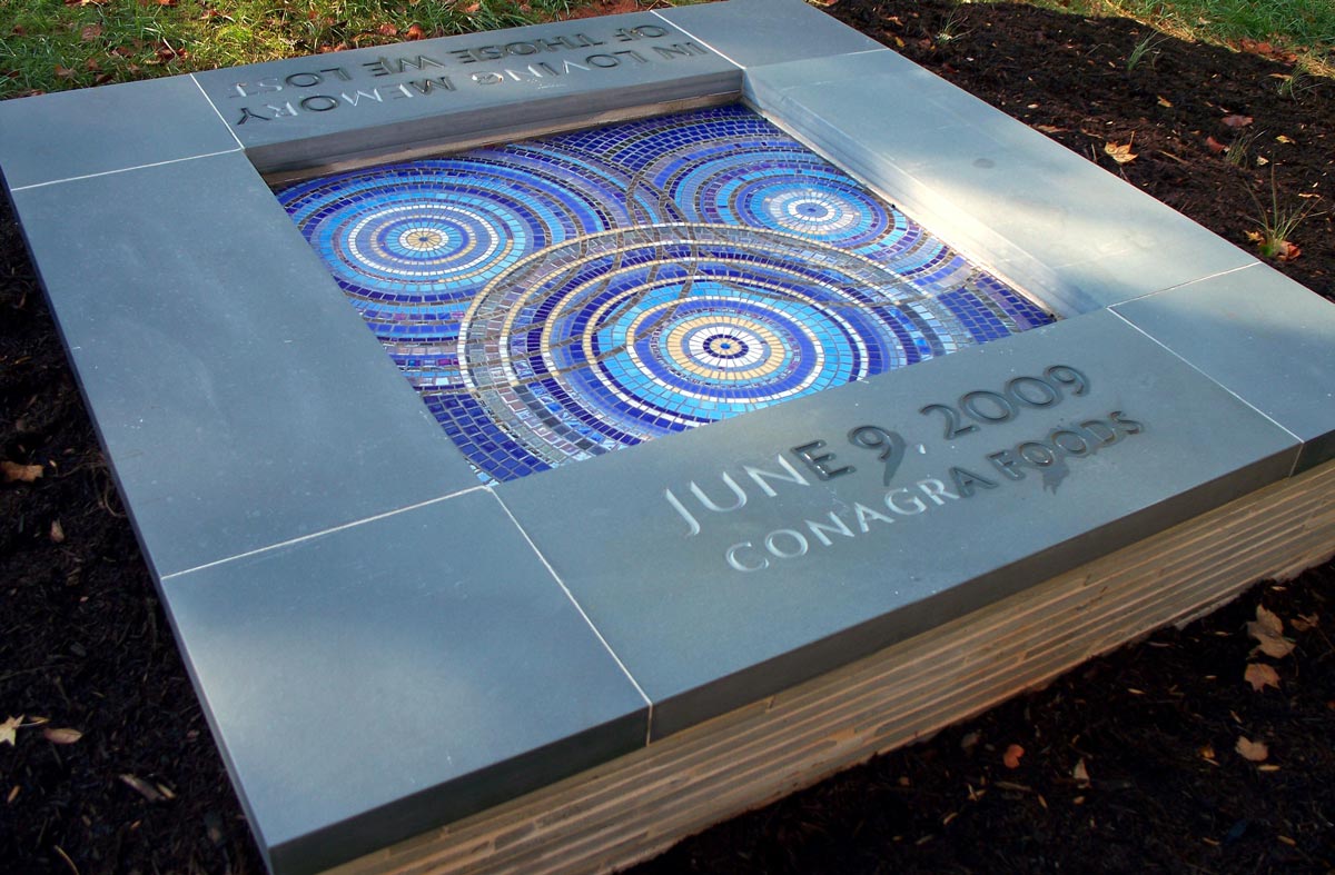 ConAgra Memorial, White Deer Park, Garner, NC by Jeannette Brossart recycled glass tile mosaic public art