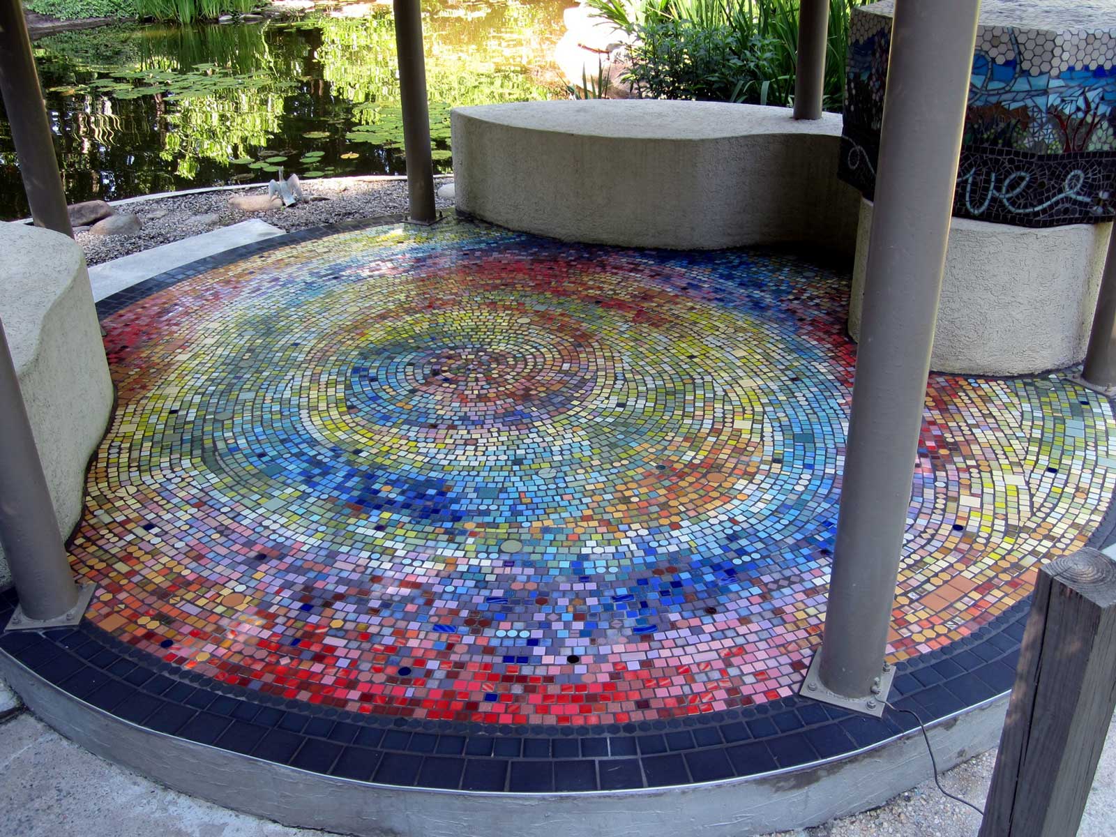 Rakusin Gazebo recycled mosaic tile, private residence, Chapel Hill NC by Jeannette Brossart